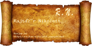 Rajtár Nikolett névjegykártya